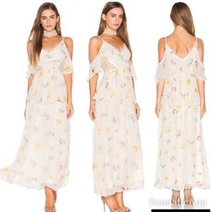 Free People Cold Shoulder Lace Floral Maxi Dress